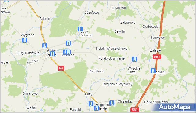 mapa Kołaki-Strumienie, Kołaki-Strumienie na mapie Targeo