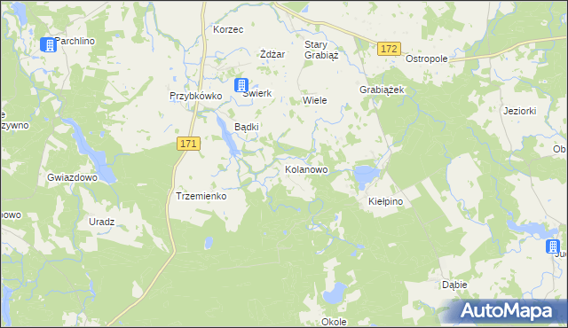 mapa Kolanowo, Kolanowo na mapie Targeo