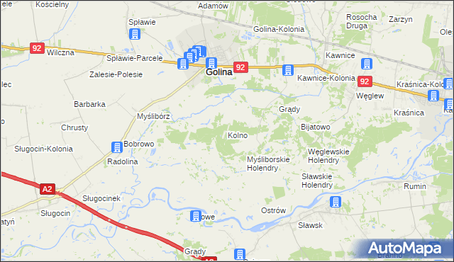 mapa Kolno gmina Golina, Kolno gmina Golina na mapie Targeo