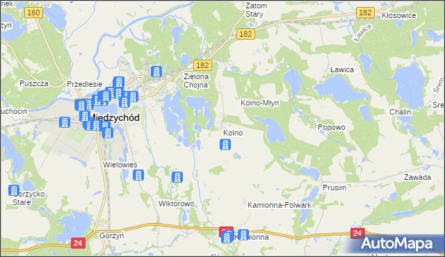 mapa Kolno gmina Międzychód, Kolno gmina Międzychód na mapie Targeo