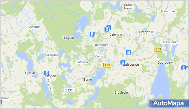 mapa Kolno gmina Ostrowice, Kolno gmina Ostrowice na mapie Targeo