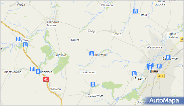 mapa Kolnowice, Kolnowice na mapie Targeo