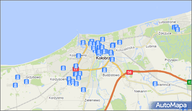 mapa Kołobrzegu, Kołobrzeg na mapie Targeo