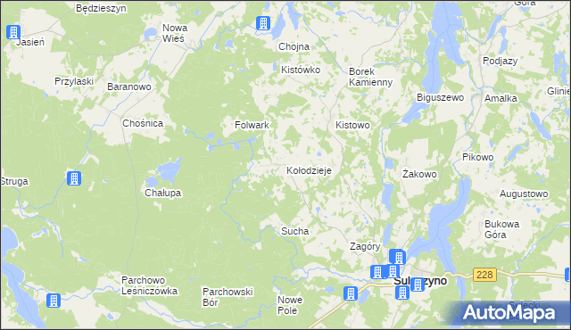 mapa Kołodzieje gmina Sulęczyno, Kołodzieje gmina Sulęczyno na mapie Targeo