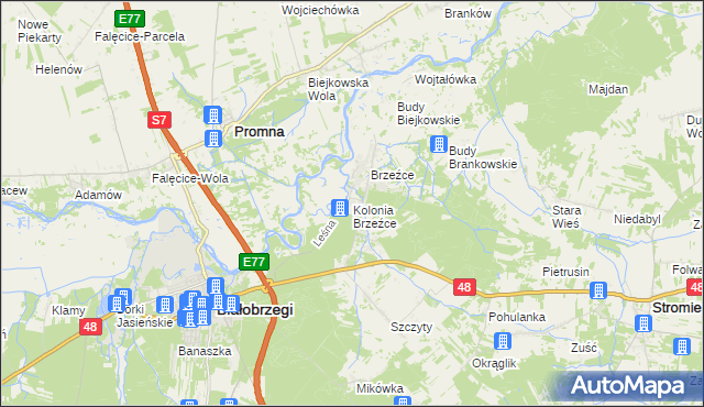 mapa Kolonia Brzeźce, Kolonia Brzeźce na mapie Targeo