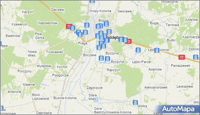 mapa Kolonia Byczyna, Kolonia Byczyna na mapie Targeo