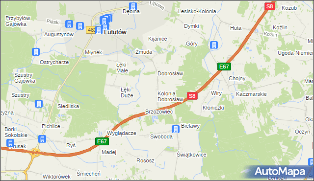 mapa Kolonia Dobrosław, Kolonia Dobrosław na mapie Targeo