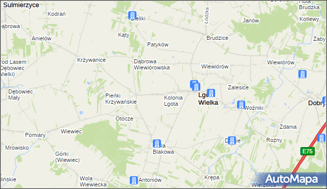 mapa Kolonia Lgota, Kolonia Lgota na mapie Targeo