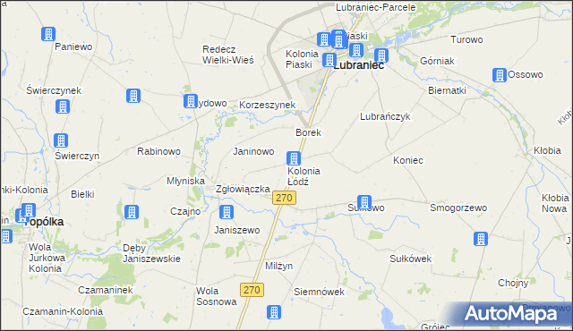 mapa Kolonia Łódź, Kolonia Łódź na mapie Targeo