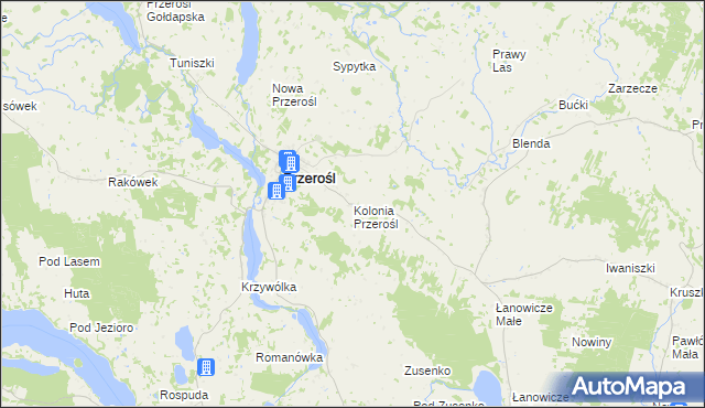 mapa Kolonia Przerośl, Kolonia Przerośl na mapie Targeo