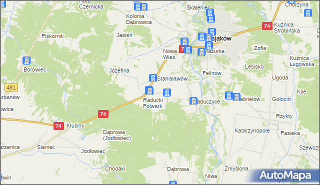 mapa Kolonia Raducka, Kolonia Raducka na mapie Targeo