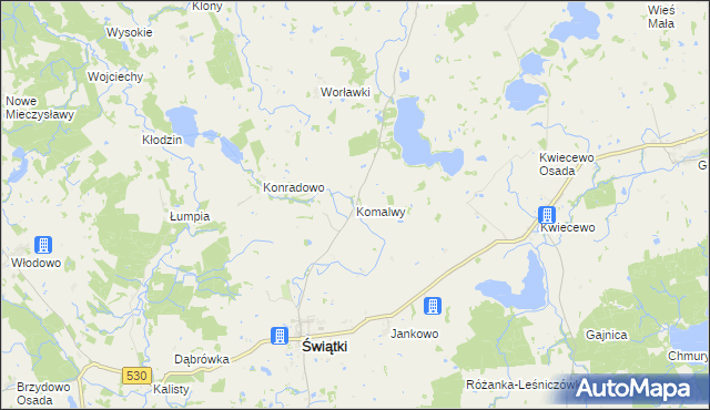 mapa Komalwy, Komalwy na mapie Targeo