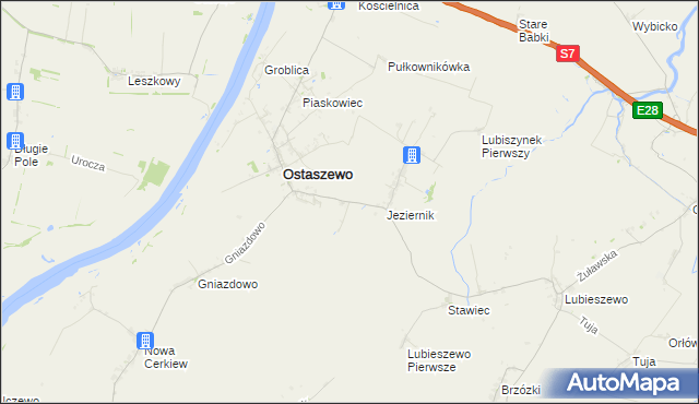 mapa Komarówka gmina Ostaszewo, Komarówka gmina Ostaszewo na mapie Targeo