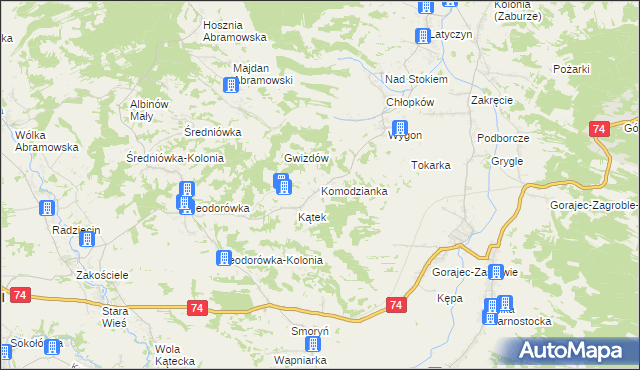 mapa Komodzianka, Komodzianka na mapie Targeo