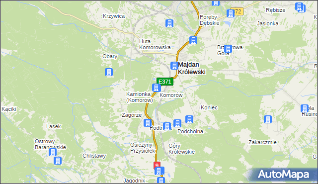 mapa Komorów gmina Majdan Królewski, Komorów gmina Majdan Królewski na mapie Targeo