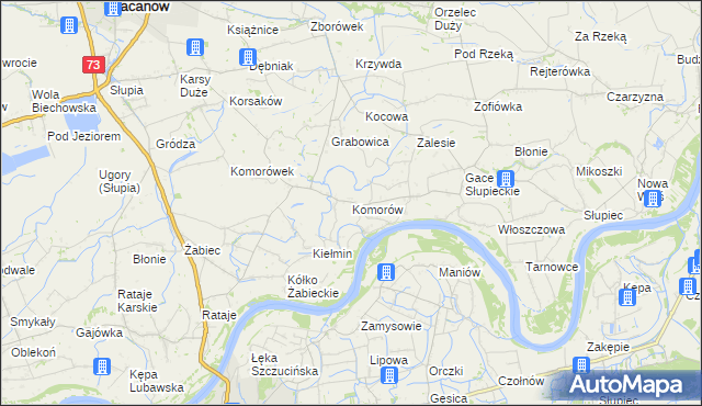 mapa Komorów gmina Pacanów, Komorów gmina Pacanów na mapie Targeo