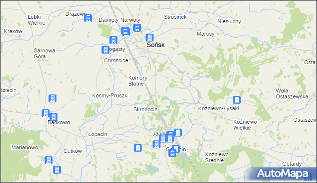 mapa Komory Dąbrowne, Komory Dąbrowne na mapie Targeo