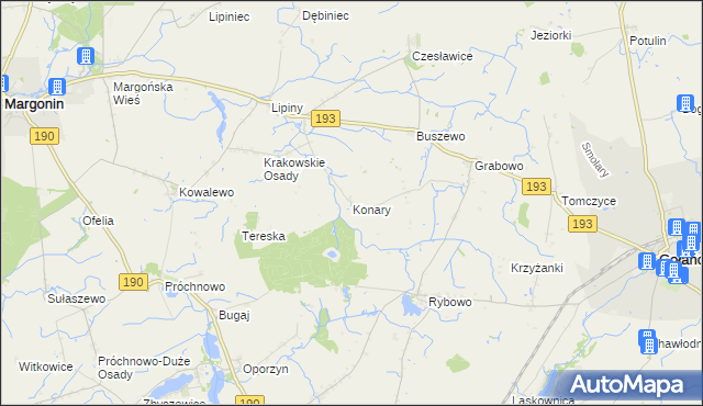 mapa Konary gmina Gołańcz, Konary gmina Gołańcz na mapie Targeo