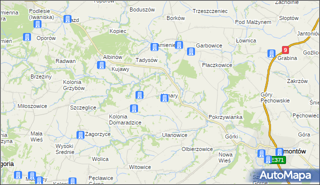 mapa Konary gmina Klimontów, Konary gmina Klimontów na mapie Targeo