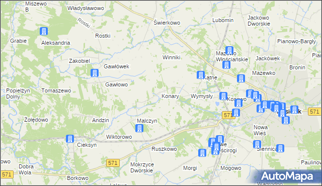 mapa Konary gmina Nasielsk, Konary gmina Nasielsk na mapie Targeo