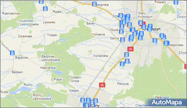 mapa Konarzew gmina Zduny, Konarzew gmina Zduny na mapie Targeo