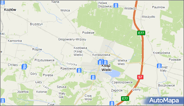 mapa Konaszówka, Konaszówka na mapie Targeo