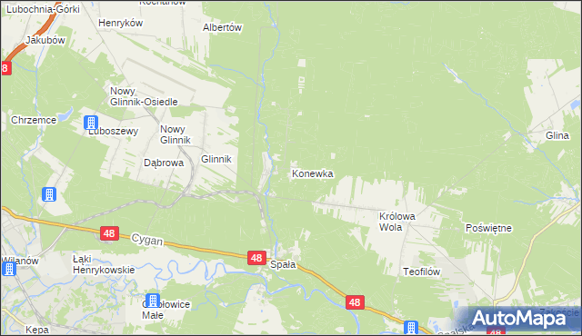 mapa Konewka, Konewka na mapie Targeo