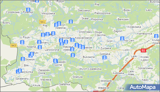 mapa Koniaków, Koniaków na mapie Targeo