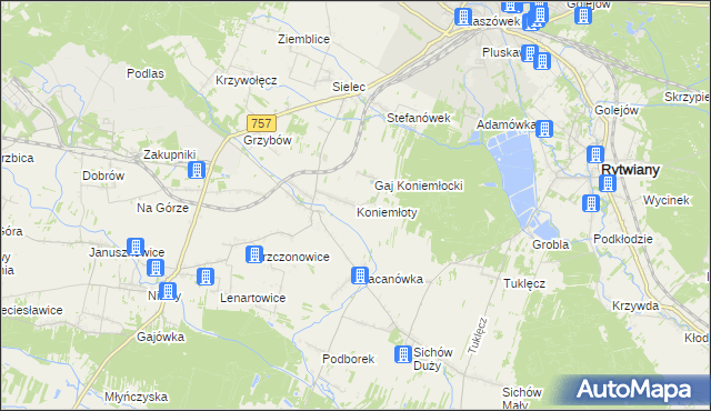 mapa Koniemłoty, Koniemłoty na mapie Targeo