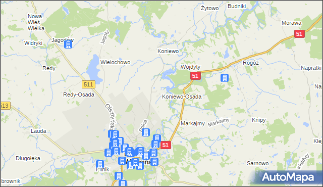 mapa Koniewo-Osada, Koniewo-Osada na mapie Targeo