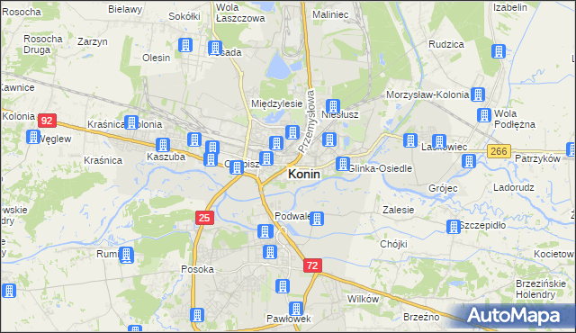 mapa Konina, Konin na mapie Targeo