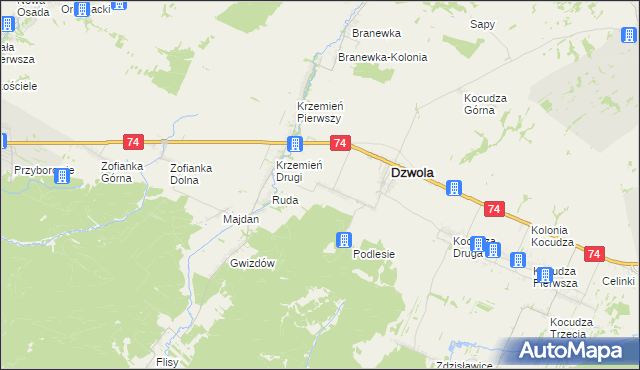 mapa Konstantów gmina Dzwola, Konstantów gmina Dzwola na mapie Targeo