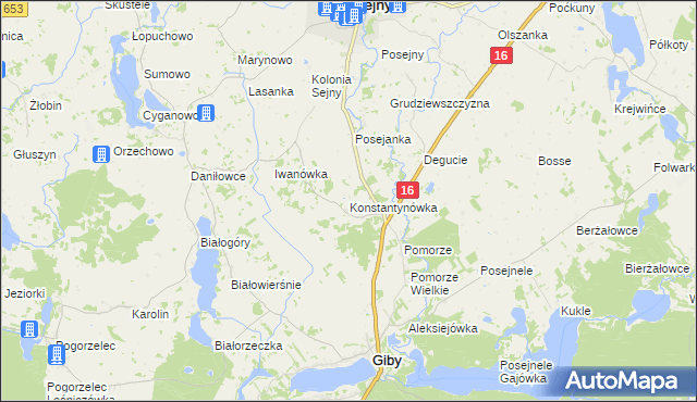 mapa Konstantynówka gmina Giby, Konstantynówka gmina Giby na mapie Targeo