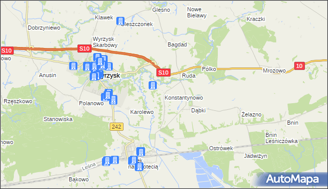 mapa Konstantynowo gmina Wyrzysk, Konstantynowo gmina Wyrzysk na mapie Targeo