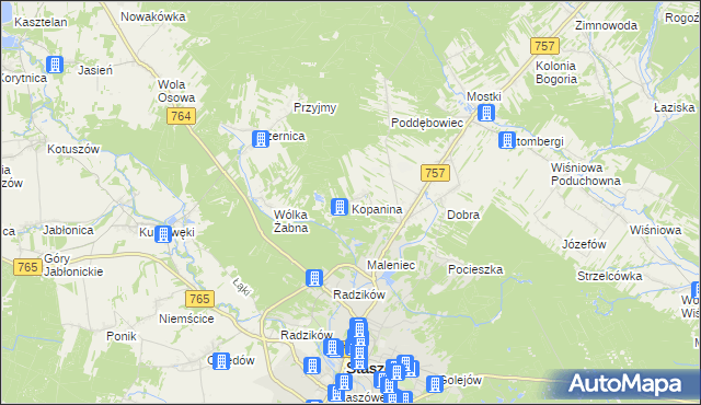 mapa Kopanina gmina Staszów, Kopanina gmina Staszów na mapie Targeo