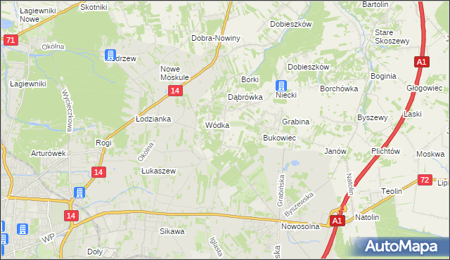 mapa Kopanka gmina Nowosolna, Kopanka gmina Nowosolna na mapie Targeo