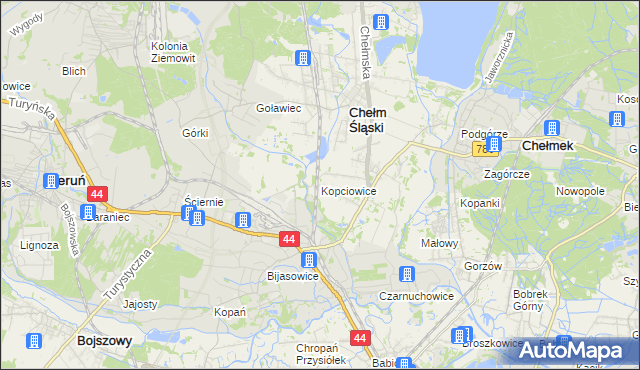 mapa Kopciowice, Kopciowice na mapie Targeo