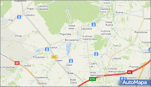 mapa Kopiec gmina Kłobuck, Kopiec gmina Kłobuck na mapie Targeo