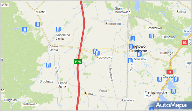 mapa Kopytkowo gmina Smętowo Graniczne, Kopytkowo gmina Smętowo Graniczne na mapie Targeo