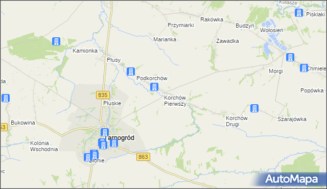 mapa Korchów Pierwszy, Korchów Pierwszy na mapie Targeo