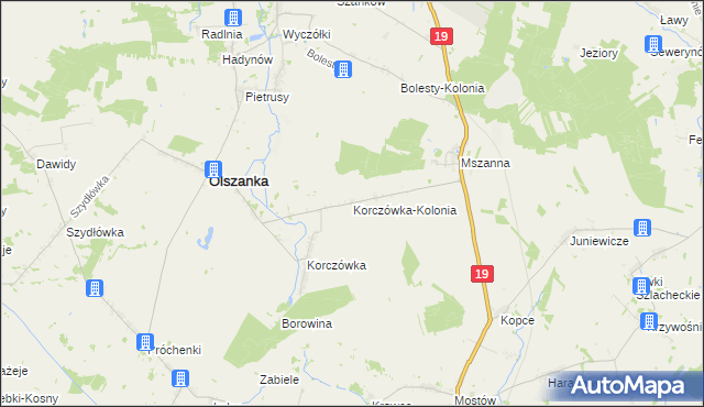 mapa Korczówka-Kolonia, Korczówka-Kolonia na mapie Targeo