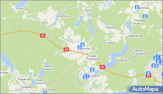 mapa Korne, Korne na mapie Targeo