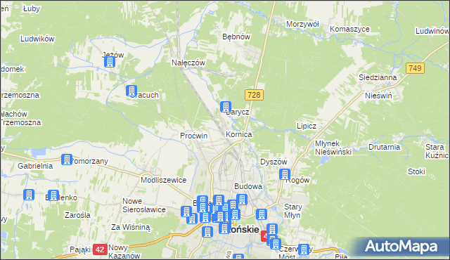 mapa Kornica, Kornica na mapie Targeo