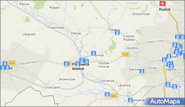 mapa Kornice, Kornice na mapie Targeo