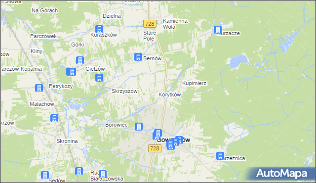 mapa Korytków gmina Gowarczów, Korytków gmina Gowarczów na mapie Targeo