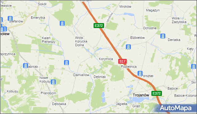 mapa Korytnica gmina Trojanów, Korytnica gmina Trojanów na mapie Targeo