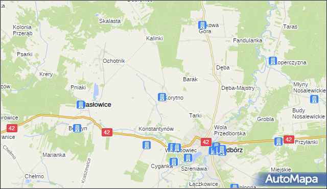 mapa Korytno gmina Masłowice, Korytno gmina Masłowice na mapie Targeo