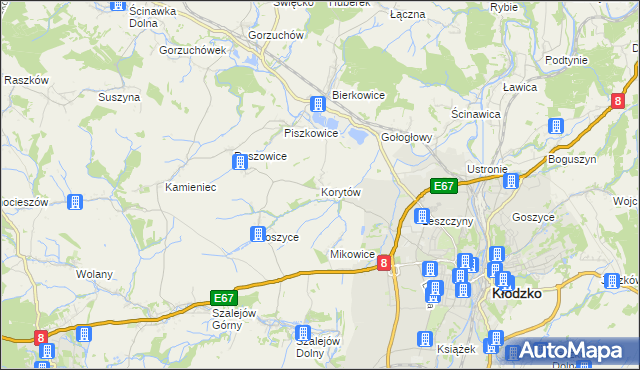 mapa Korytów gmina Kłodzko, Korytów gmina Kłodzko na mapie Targeo