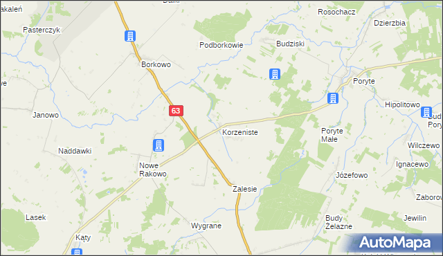 mapa Korzeniste, Korzeniste na mapie Targeo