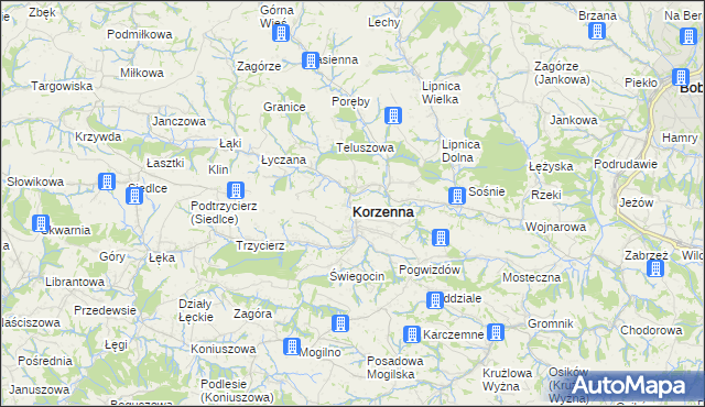 mapa Korzenna, Korzenna na mapie Targeo